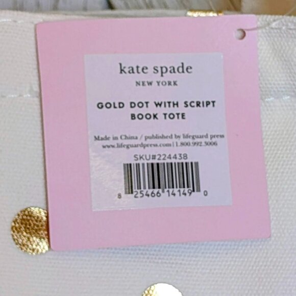 ♠️ Kate Spade New York Canvas GOLD DOT Script Book Tote 📚 - Picture 9 of 10